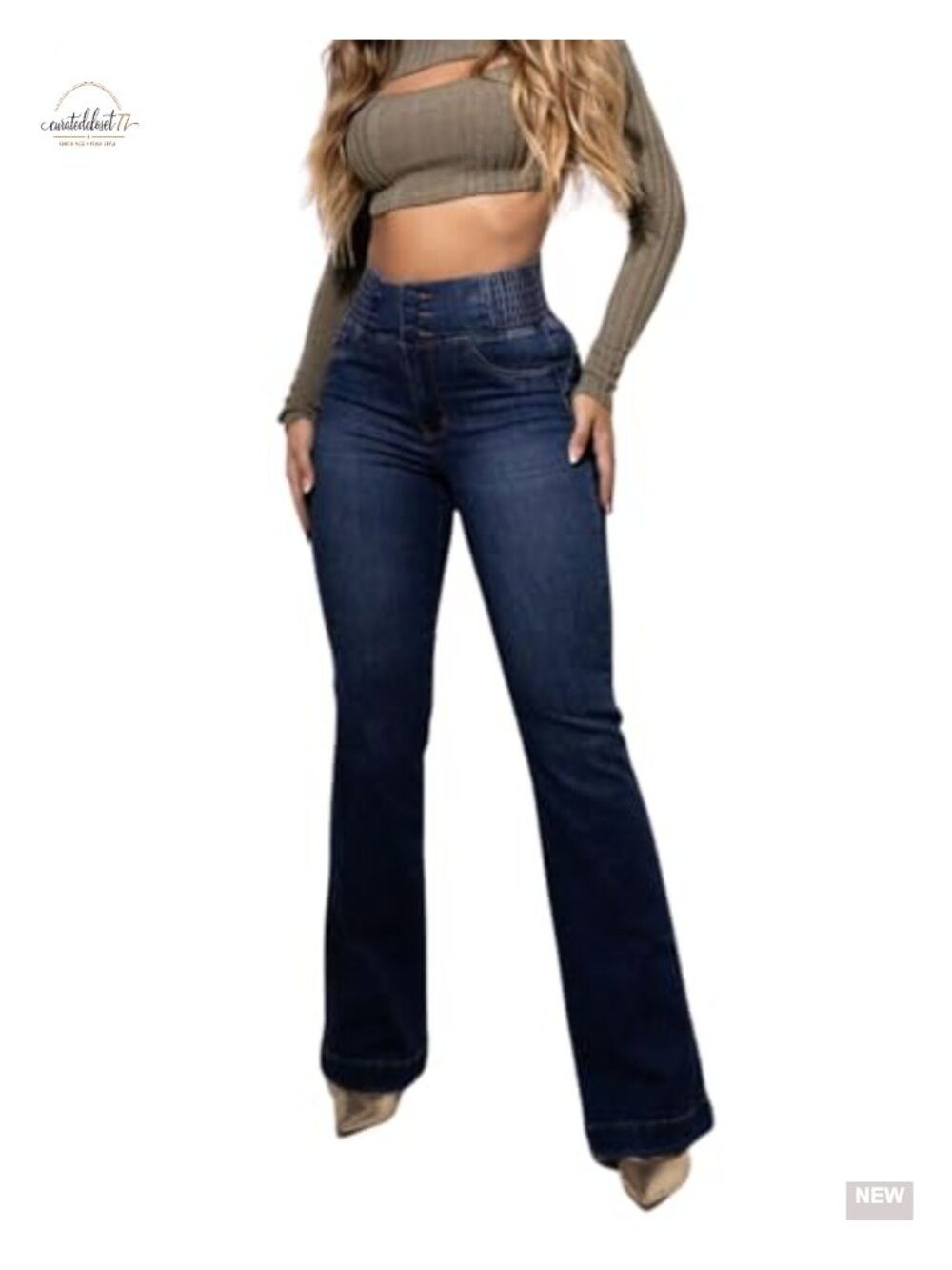 High Waisted Bootcut Jeans Stretch Slim Fit Flare Denim Pants